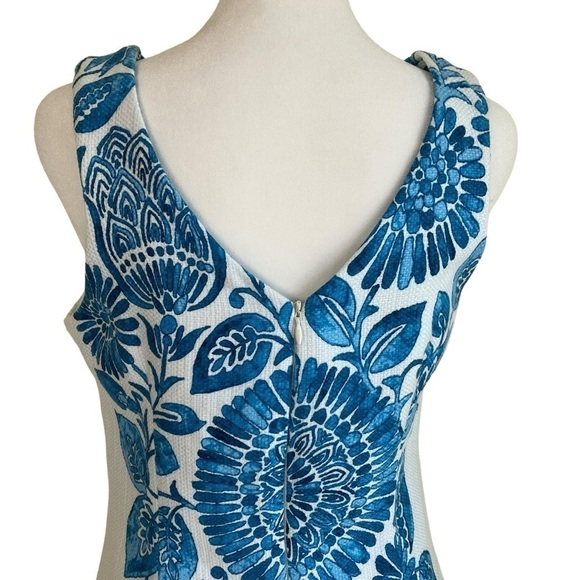 Just…Taylor Summer Sheath Dress Medallion Floral Leaf Print Textured Cotton Sz 4 - Picture 9 of 16
